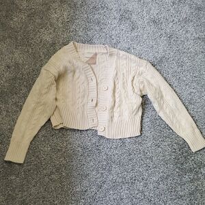 Knit Chunky Crop Cardigan Sweater